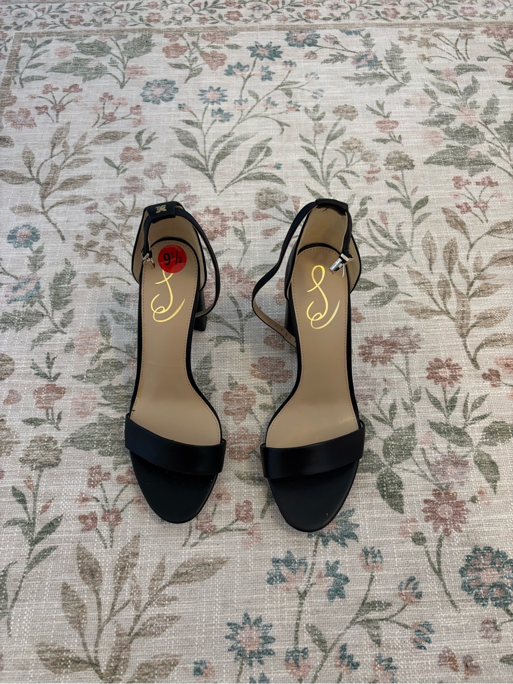 Sam Edelman Black Open-Toe Ankle-Strap Heels